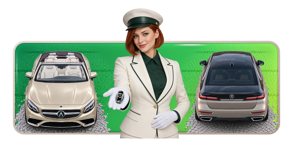 Аренда авто — девушка с ключом AMITUT, Mercedes и BMW